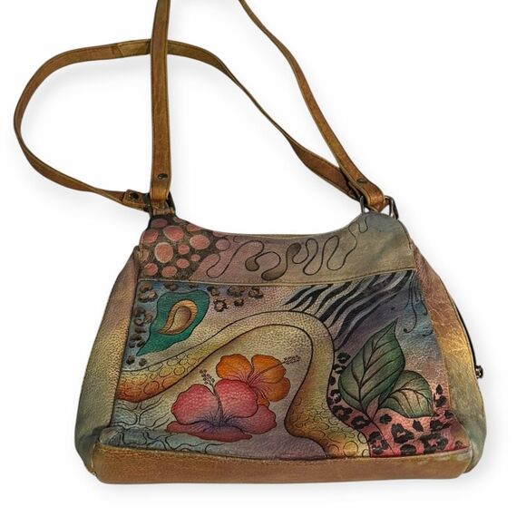 ANUSCHKA Women’s Multicolor Hand-Painted Genuine Leather Shoulder Bag - Picture 1 of 6